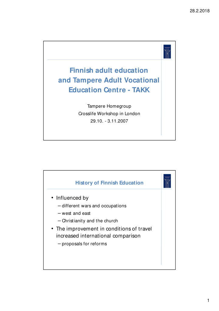 finnish adult education and tampere adult vocational