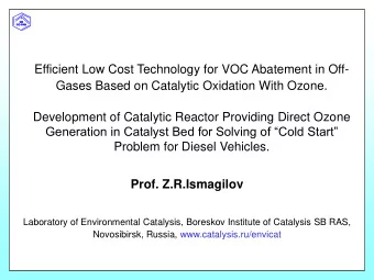 Generation in Catalyst Bed for Solving of Cold Start  Problem for Diesel Vehicles.  Prof.