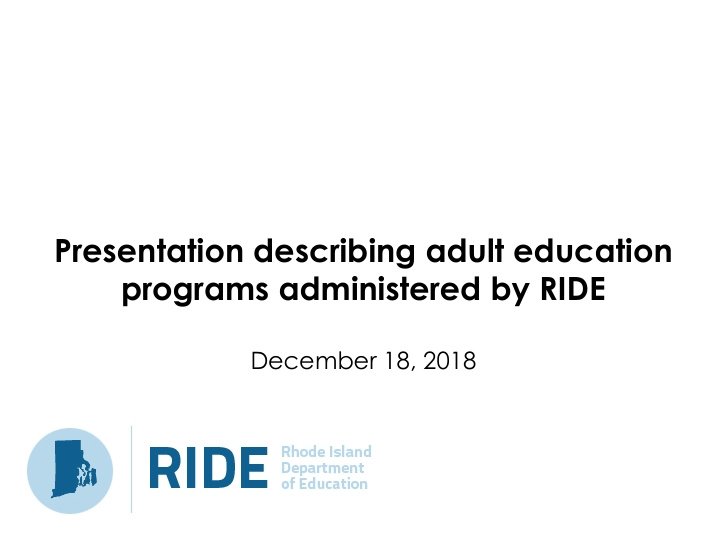 presentation describing adult education programs