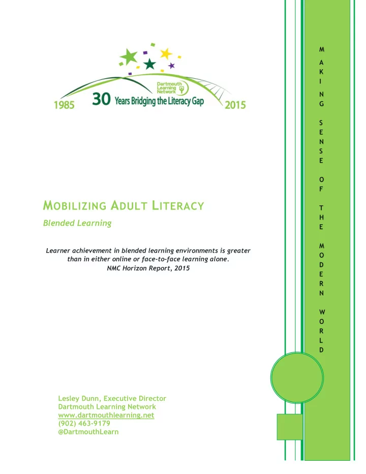 m obilizing a dult l iteracy