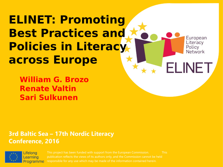 elinet promoting best practices and policies in literacy