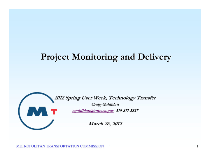 project monitoring and delivery project monitoring and