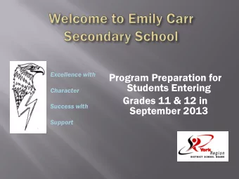 Students Entering  Character  Grades 11 &amp; 12 in  Success with  September 2013  Support