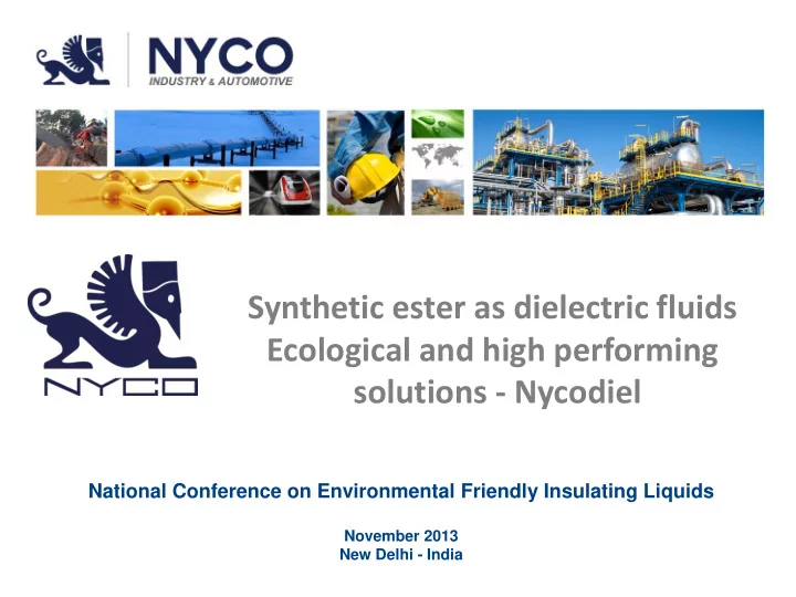 synthetic ester as dielectric fluids