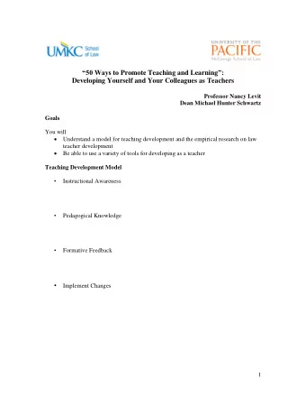 50 Ways to Promote Teaching and Learning :  Developing Yourself and Your Colleagues as