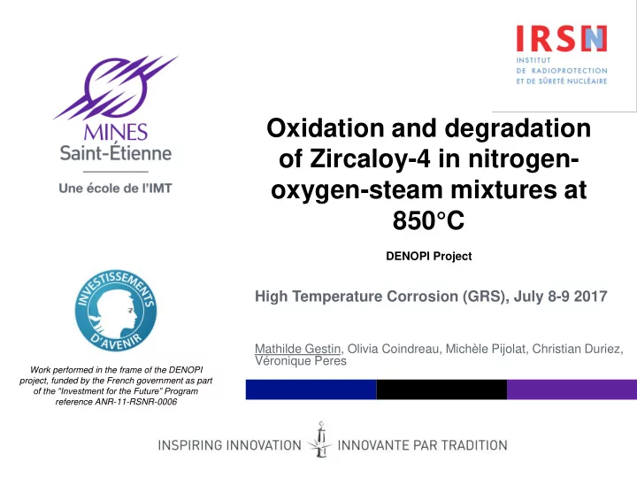 oxidation and degradation of zircaloy 4 in nitrogen