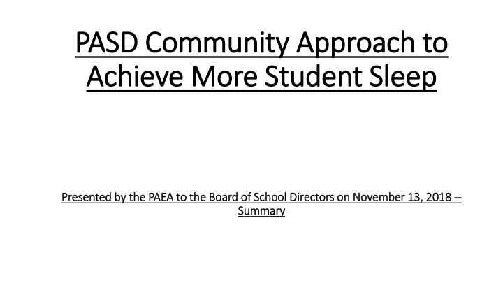 pasd community approach to