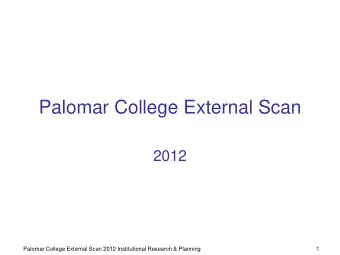 Palomar College External Scan  2012  Palomar College External Scan 2012 Institutional Research