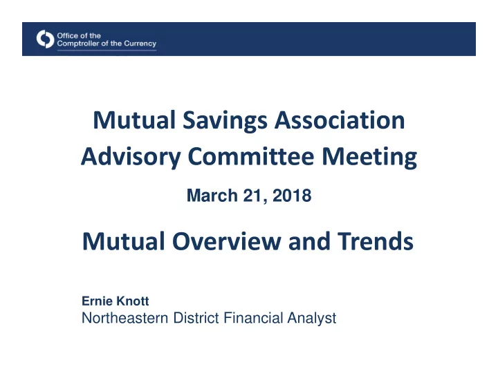 mutual savings association advisory committee meeting