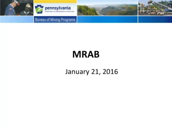 MRAB  January 21, 2016  Technical Guidance  Non Regulatory Agenda  Guidance Documents in process