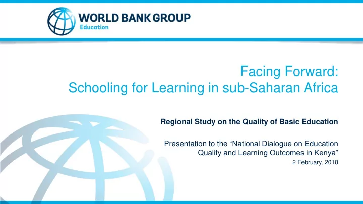 schooling for learning in sub saharan africa