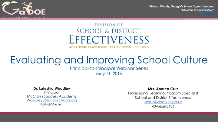 evaluating and improving school culture