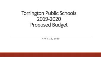 Proposed Budget  APRIL 12, 2019  Budget Process  Input from Site Leadership Teams &amp;