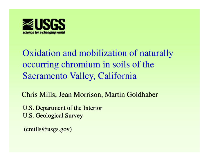 oxidation and mobilization of naturally o id i d bili i f