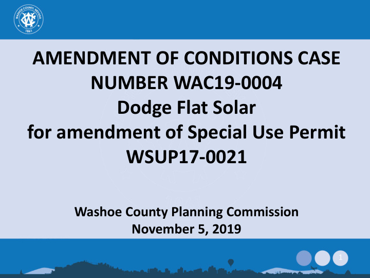 amendment of conditions case number wac19 0004 dodge flat