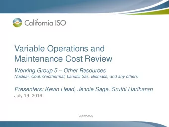 Variable Operations and  Maintenance Cost Review  Working Group 5  Other Resources  Nuclear,