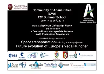 Future evolution of Europes Vega launcher  1  Updated on 9 March 2011  CVA member  cities