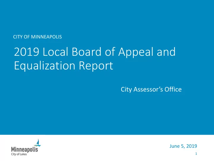 2019 local board of appeal and equalization report