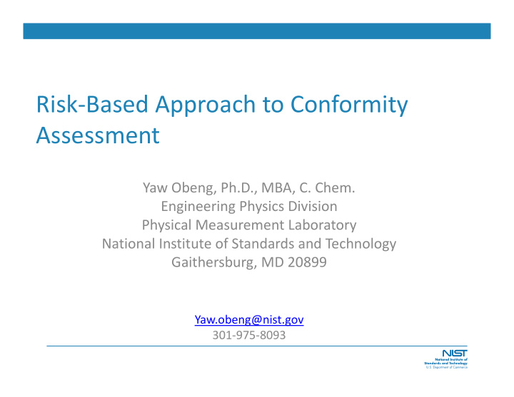 risk based approach to conformity assessment
