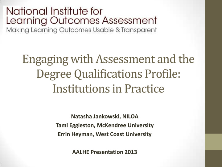 engaging with assessment and the