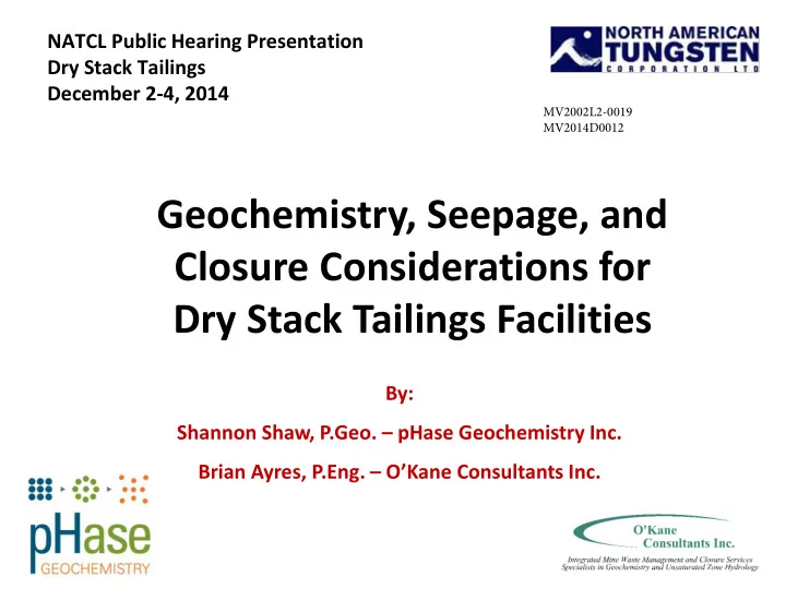 dry stack tailings facilities