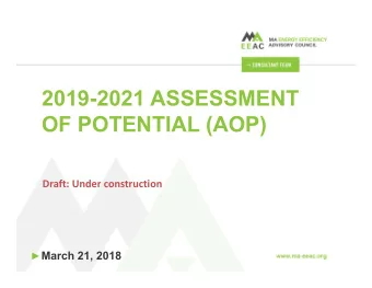 2019-2021 ASSESSMENT  OF POTENTIAL (AOP) Draft: Under construction  March 21, 2018  INTRODUCTION