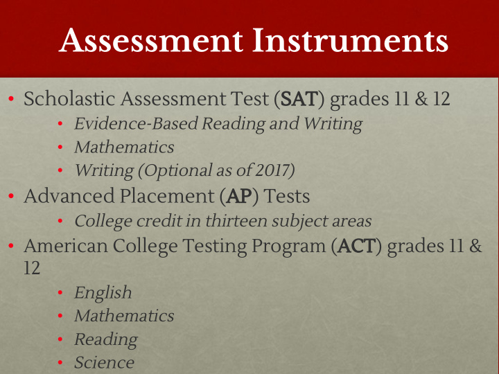 assessment instruments