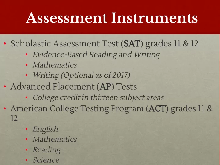 assessment instruments