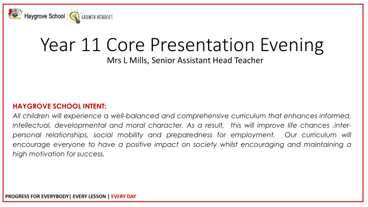 year 11 core presentation evening