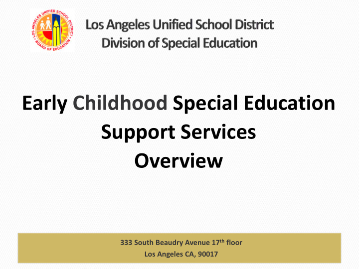 early childhood special education support services