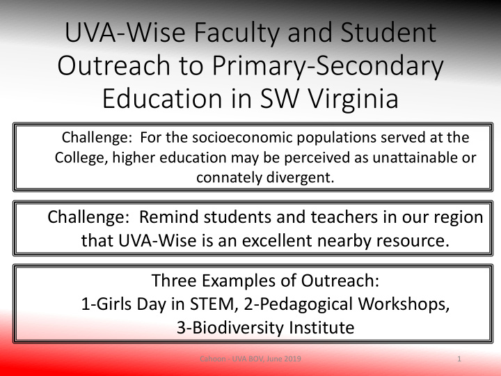 uva wise faculty and student outreach to primary