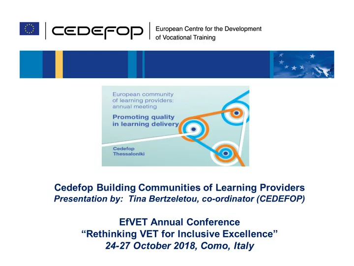 cedefop building communities of learning providers