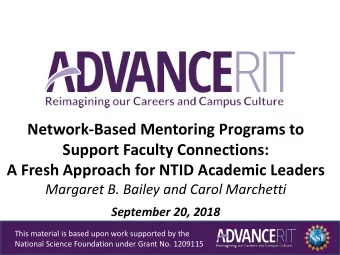 Network-Based Mentoring Programs to  Support Faculty Connections:  A Fresh Approach for NTID
