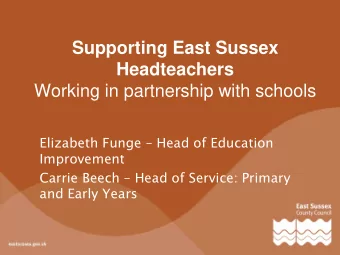 Headteachers  Working in partnership with schools Elizabeth Funge  Head of Education