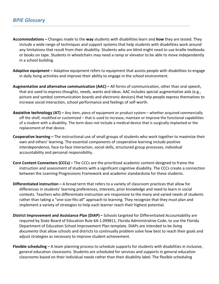 bpie glossary
