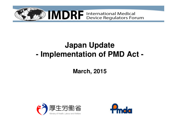 japan update implementation of pmd act