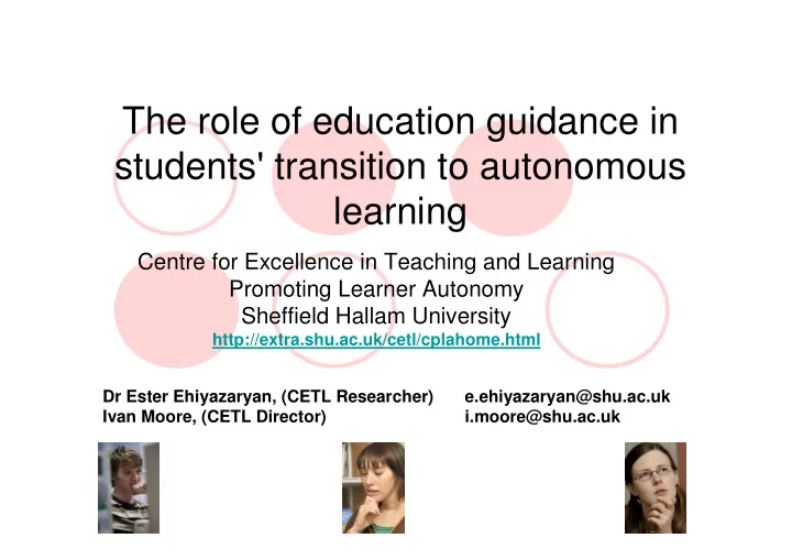 the role of education guidance in students transition to