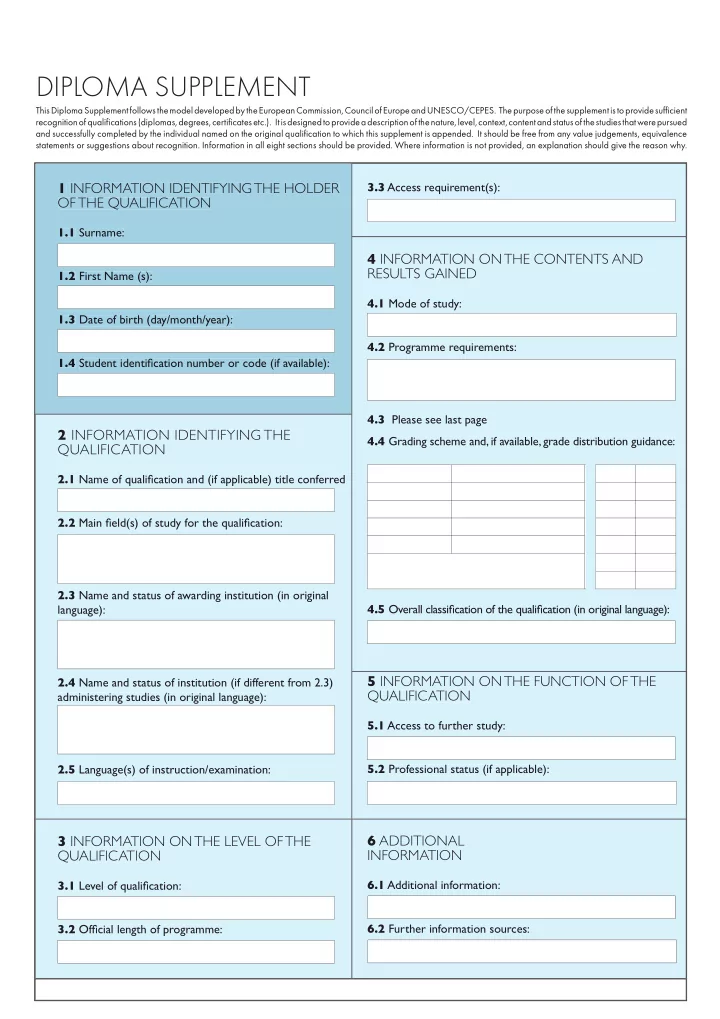 diploma supplement
