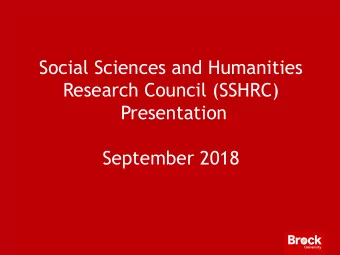 Social Sciences and Humanities  Research Council (SSHRC)  Presentation  September 2018  Faculty of