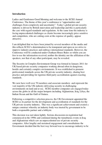 Introduction  Ladies and Gentlemen Good Morning and welcome to the SCEG Annual Conference. The