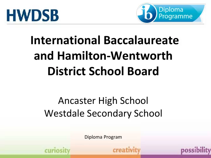 international baccalaureate and hamilton wentworth