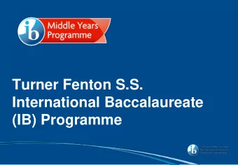 International Baccalaureate  (IB) Programme  Tweet your Questions!  @tfssib  What is an IB