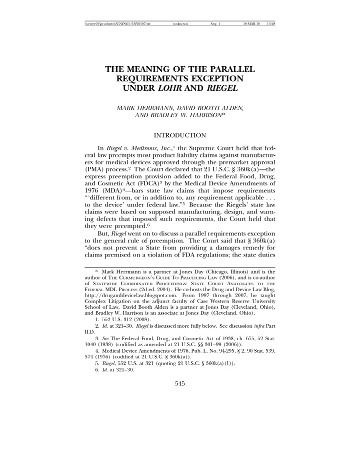 the meaning of the parallel requirements exception under