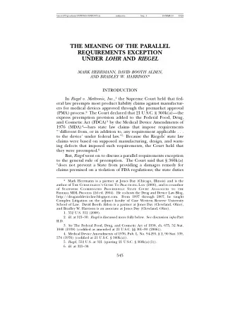 THE MEANING OF THE PARALLEL  REQUIREMENTS EXCEPTION UNDER LOHR AND RIEGEL  MARK HERRMANN, DAVID