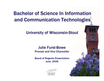Bachelor of Science In Information  and Communication Technologies  University of Wisconsin-Stout