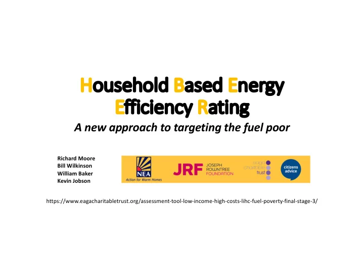 hou ouse sehol old bas ased ed ene nergy eff fficiency