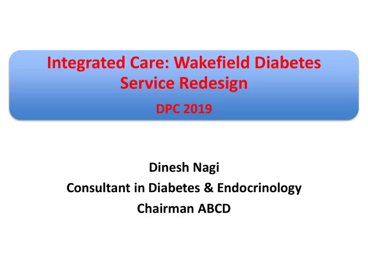 integrated care wakefield diabetes