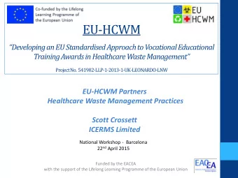 EU-HCWM  Developing an EU Standardised Approach to Vocational Educational Training Awards in