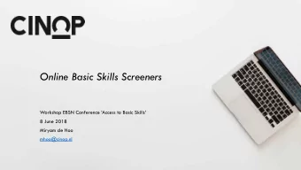 Online Basic Skills Screeners  Workshop EBSN Conference Access to Basic Skills  8 June 2018