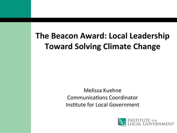 the beacon award local leadership toward solving climate